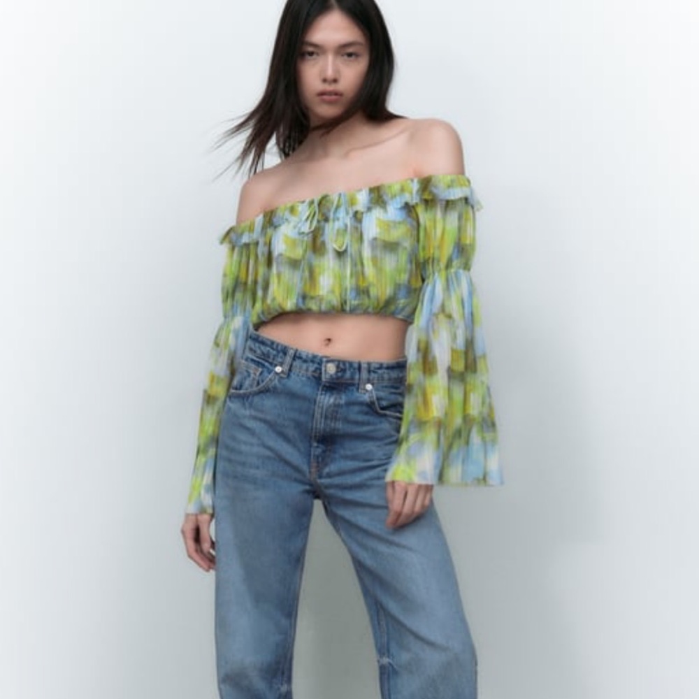 Zara Printed Tulle Top